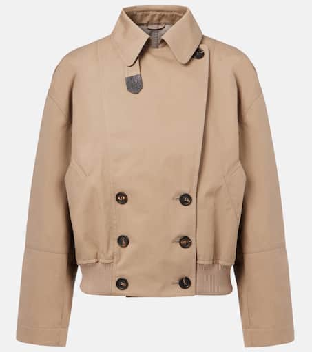ジャケット BRUNELLO CUCINELLI Women Jackets MG5017868 C6037 Beige Cropped cotton-blend gabardine jacket in beige - Brunello