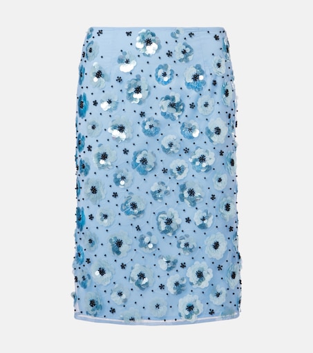 Mini-jupe à taille haute et à fleurs en bleu – Rotate | Mytheresa