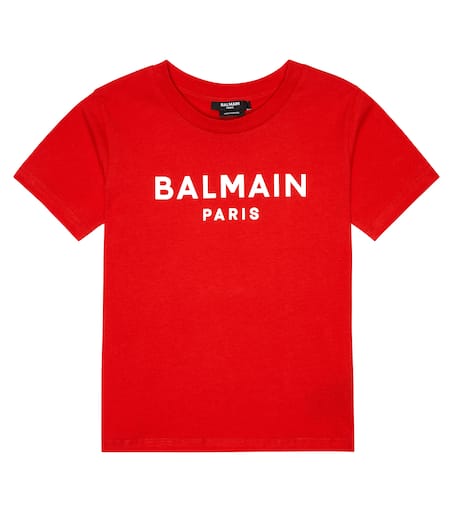 【花】 大人でも可 BALMAIN KIDS ロゴTシャツ Balmain Kids logo-embroidered Organic Cotton T-shirt | Black