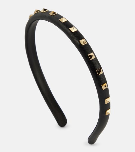 Haarreif Rockstud aus Leder in Schwarz - Valentino | Mytheresa