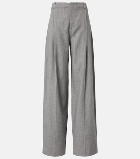 High-rise wool-blend twill wide-leg pants in grey - Vince | Mytheresa