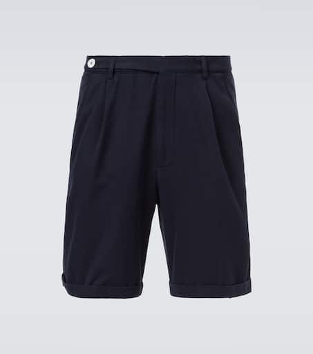 Cotton gabardine Bermuda shorts in blue - Brunello Cucinelli