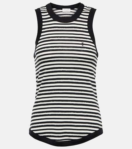 Saint Laurent Monogram-Embroidered Stripe Tank Top