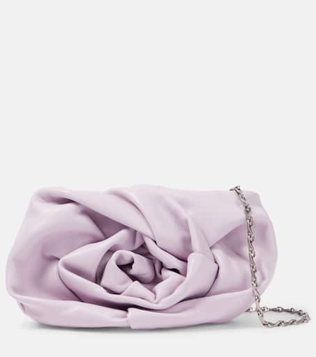 Rose leather clutch in white - Burberry | Mytheresa