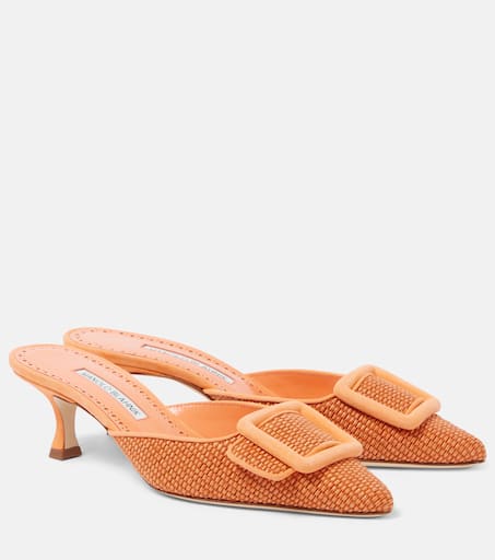 【Manolo Blahnik】Maysale 50 デニム ミュール バックル付き MANOLO BLAHNIK Maysale 50 ベルベット ミュール バックル付き