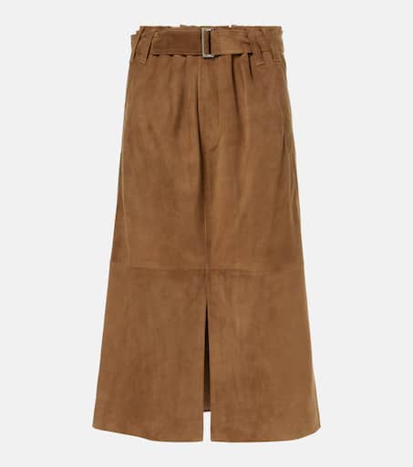 スカート BRUNELLO CUCINELLI Slit skirt Brown Suede midi skirt in brown - Brunello Cucinelli | Mytheresa