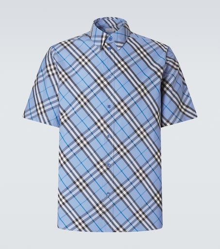 Burberry Check cotton poplin shirt in blue - Burberry | Mytheresa Burberry Check cotton poplin shirt in blue - Burberry | Mytheresa