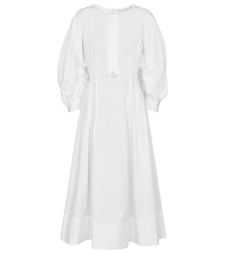 Embellished stretch-cotton midi dress