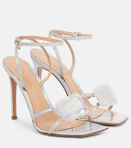 【関税&送料込】Gianvito Rossi Sandals Jaipur 105 embellished leather sandals in metallic
