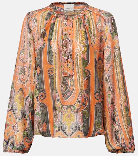 Tシャツ・カットソー Isabel Marant Orange silk Zelda blouse 24PHT0047FB-A1J58E-50CM-A.jpg?