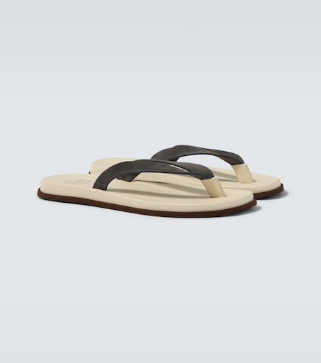 Suede thong sandals in grey - Brunello Cucinelli | Mytheresa
