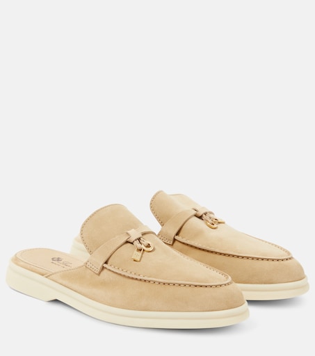 Slippers Charms Walk aus Veloursleder in Beige - Loro Piana