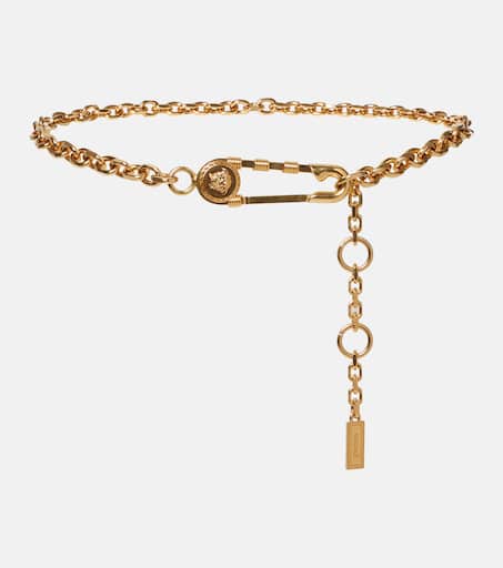レア1点限り【VERSACE】Medusa Safety Pin yellow patent Runway Safety Pin Brooch Gold | VERSACE US