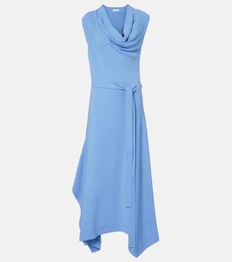 Gancini draped asymmetric cady maxi dress in blue