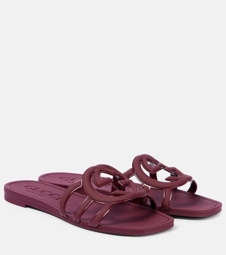 【関税&送料込】Gucci Burgundy Leather Sandals Gucci Maroon Leather Marmont Block Heel Ankle Strap Sandals