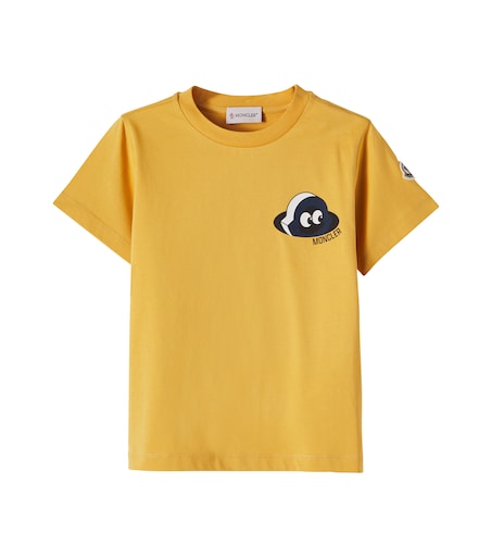 モンクレール キッズ Tシャツ 8A 130 イエロー Printed cotton jersey T-shirt in yellow - Moncler Enfant | Mytheresa