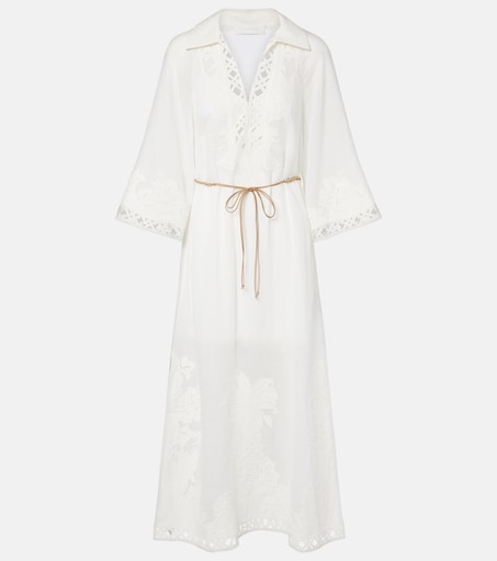 sachin and babi light blue dress Indra embroidered ramie midi dress in white - Zimmermann