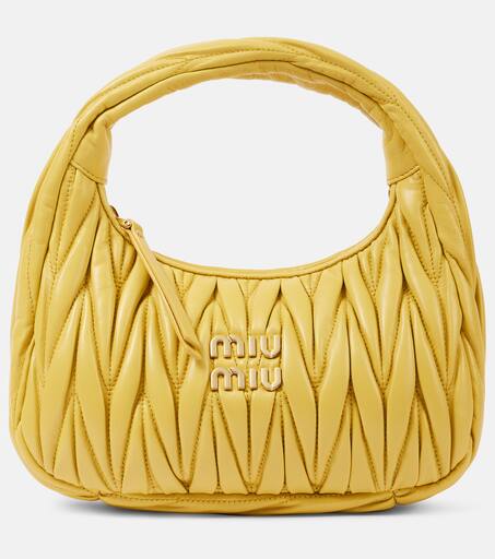 Borsa Wander Small in pelle matelassé in Giallo - Miu Miu