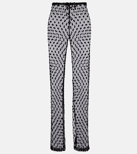 Polka-dot mesh slim pants in black - Dries Van Noten | Mytheresa