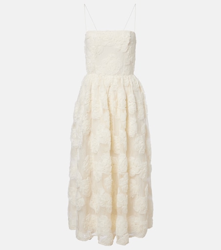 Floral mesh midi dress