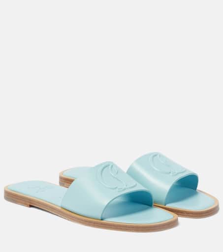 CHRISTIAN LOUBOUTIN CLミュルスリッホン 【関税込】 CL embossed leather mules in blue - Christian Louboutin
