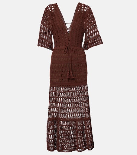 Marissa cotton crochet midi dress in brown - Anna Kosturova