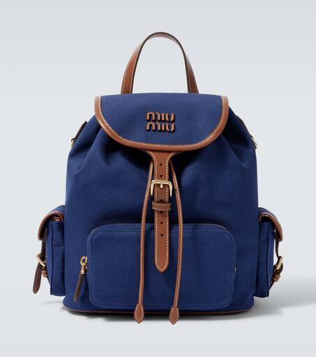 ★Miu Miu★Canvas and Leather Backpack★Cornflower Blue Miu Miu Canvas and Leather Backpack | Saks Fifth Avenue