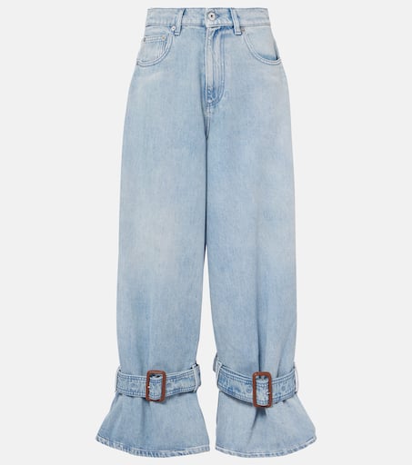 Buckle-detail mid-rise wide-leg jeans in blue - JW Anderson
