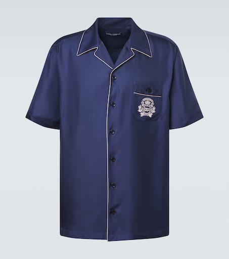 Dolce & Gabbana Logo silk satin bowling shirt