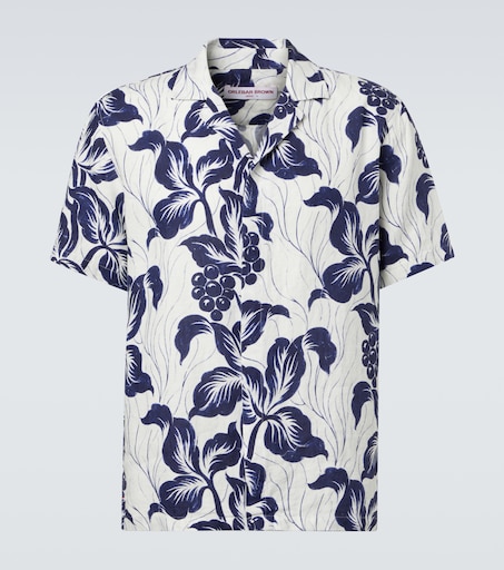 Orlebar Brown Maitan floral linen bowling shirt