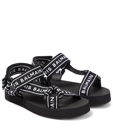 【BALMAIN】 Logo denim sandals Logo denim sandals in blue - Balmain | Mytheresa