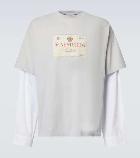 【関税&送料込】Acne Studios White Cotton T-Shirt With Logo Oversized cotton T-shirt in white - Acne Studios | Mytheresa