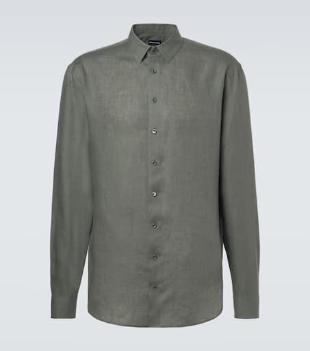 Linen shirt in green - Giorgio Armani | Mytheresa