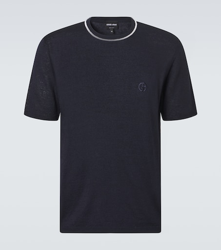Giorgio Armani Logo linen and silk T-shirt
