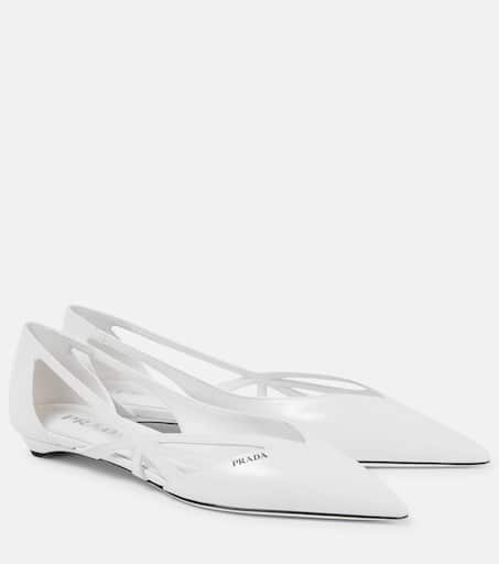 フラットシューズ PRADA SS25 White mesh ballerinas (1F111OF050YZU F0009) Leather ballet flats in white - Prada | Mytheresa