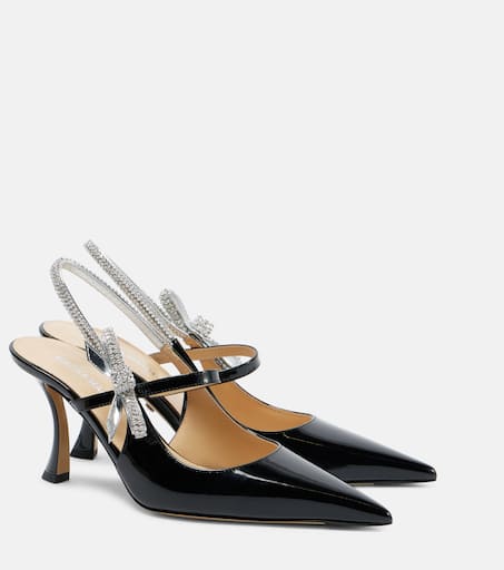 サンダル・ミュール MACH & MACH CRYSTAL CUBA NUDE PATENT LEATHER SLINGBACK 85MM Mach & Mach Crystal Cuba Nude Patent Leather Slingback 85Mm