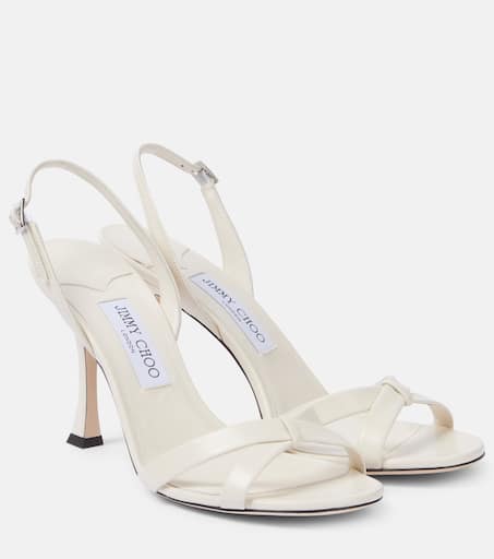 【送料&関税込】Jimmy Choo Ivory Leather Lonnie 90 Sandals Sacora 85 | Sandali in pizzo color avorio da sposa | JIMMY