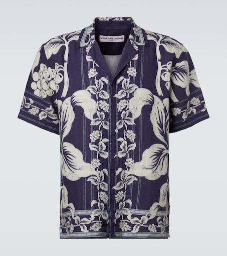 Orlebar Brown Maitan floral linen bowling shirt
