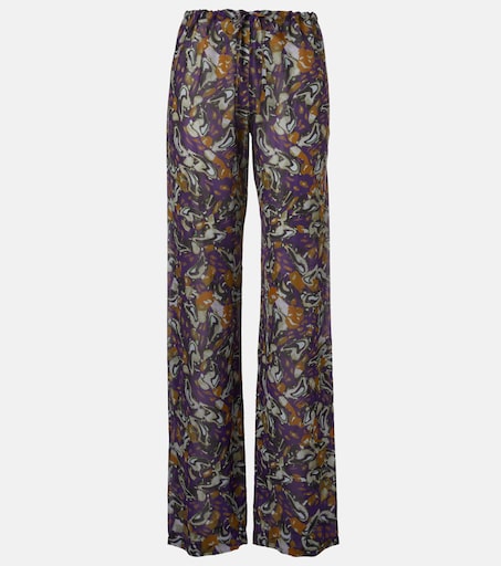 Printed wide-leg pants in purple - Dries Van Noten | Mytheresa