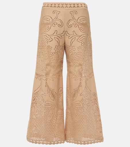 Guipure lace wide-leg pants in pink - Valentino | Mytheresa