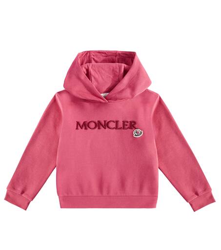 Logo cotton jersey hoodie in pink Moncler Enfant Mytheresa