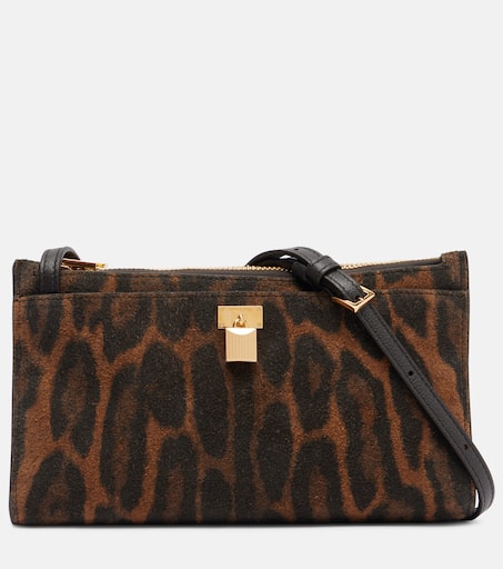 Padlock leopard-print suede crossbody bag in brown - Tom