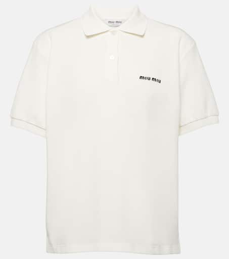 MiuMiu 関税込 Cotton polo shirt Miu Miu Cotton Piqué Polo Shirt | Blue | FARFETCH