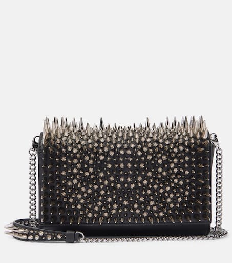 Paloma spiked leather clutch in black - Christian Louboutin