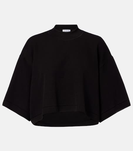 Tシャツ・カットソー ALAIA Cropped cotton blend top BLANC ALAÏA Highneck T-shirt in Blanc | FWRD