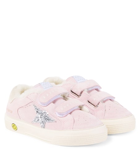 Baskets May School en daim à paillettes en rose – Golden Goose Kids | Mytheresa