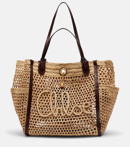 x Made For A Woman Chloé Iconic raffia shoulder bag in beige