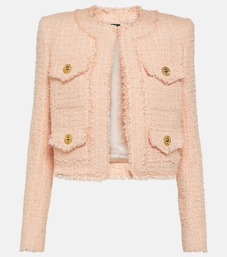 【関税&送料込】Balmain Pink Tweed Blazer Pink 6-Button Blazer by Balmain on Sale