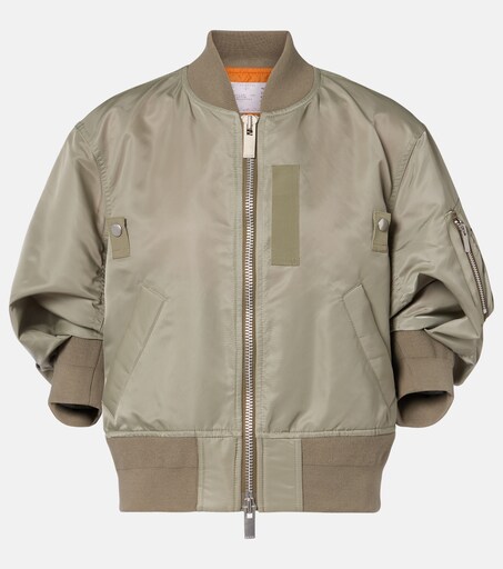 Cropped bomber jacket in green - Sacai | Mytheresa