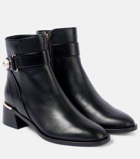 블랙 Noor 45 레더 앵클 부츠 - Jimmy Choo | Mytheresa